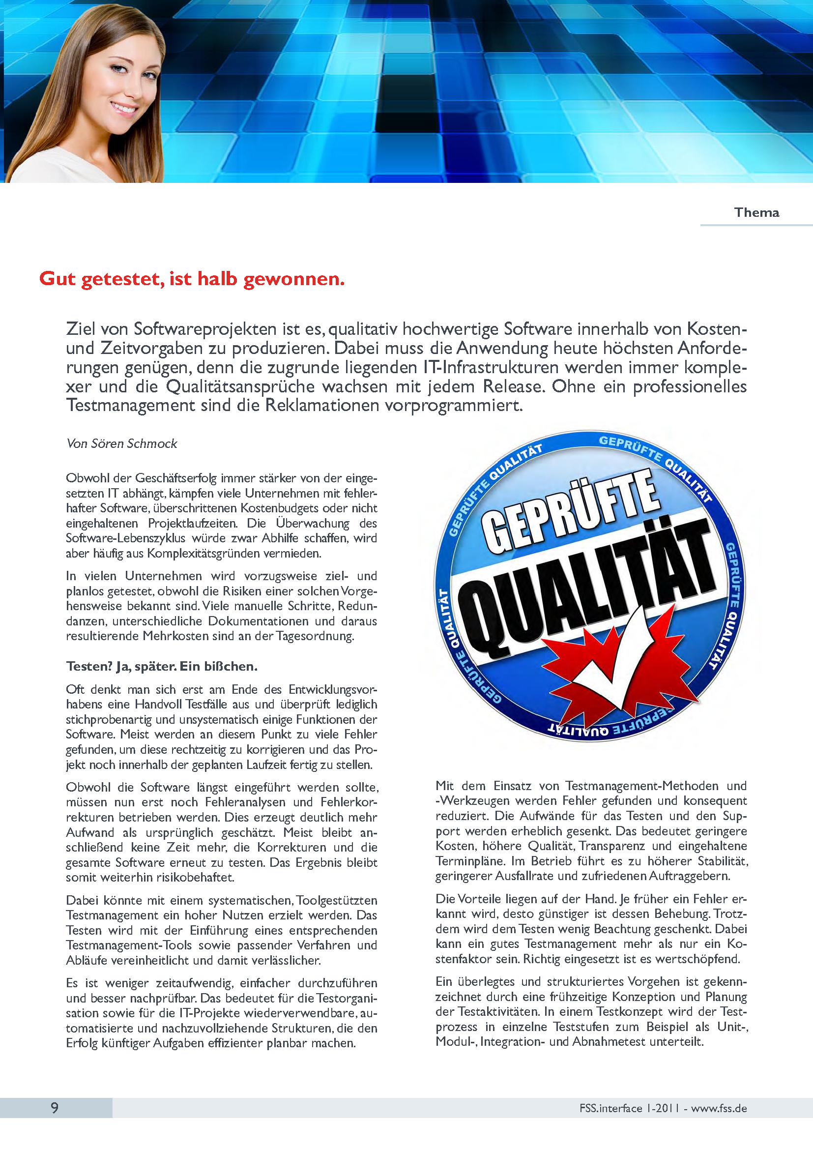 FSS.interface 01/2011 - Gut getestet ist halb gewonnen